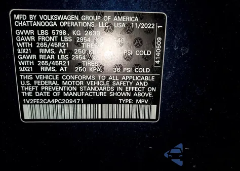 2023 Volkswagen Atlas Cross Sport Sel Premium R-Line z USA, uszkodzony, nr VIN 1V2FE2CA4PC209471